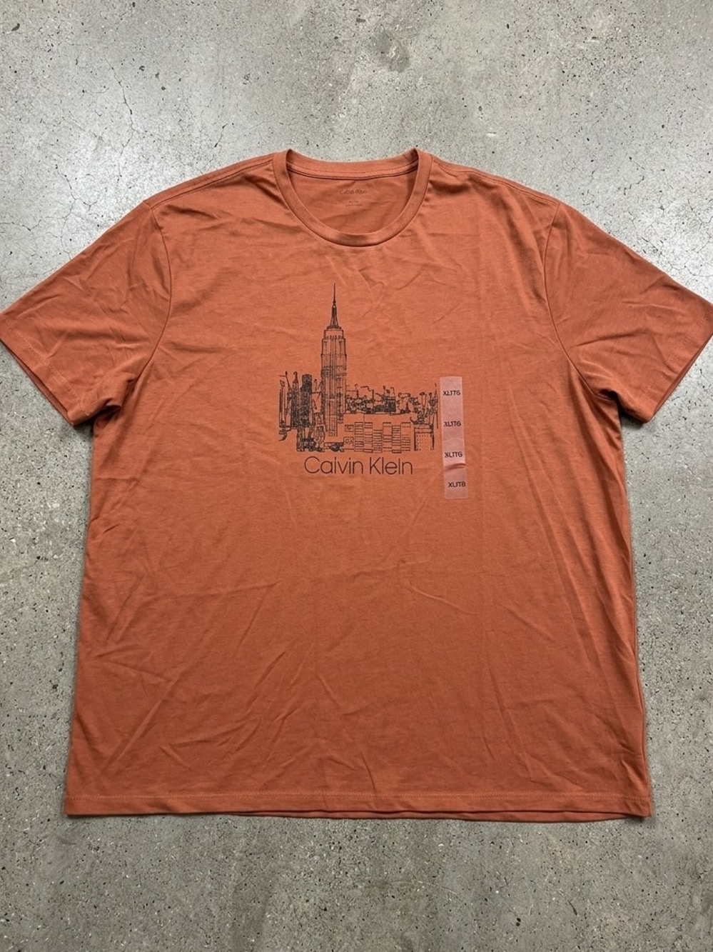 Calvin Klein Men's Burnt Orange Skyline Graphic Tee Size XL